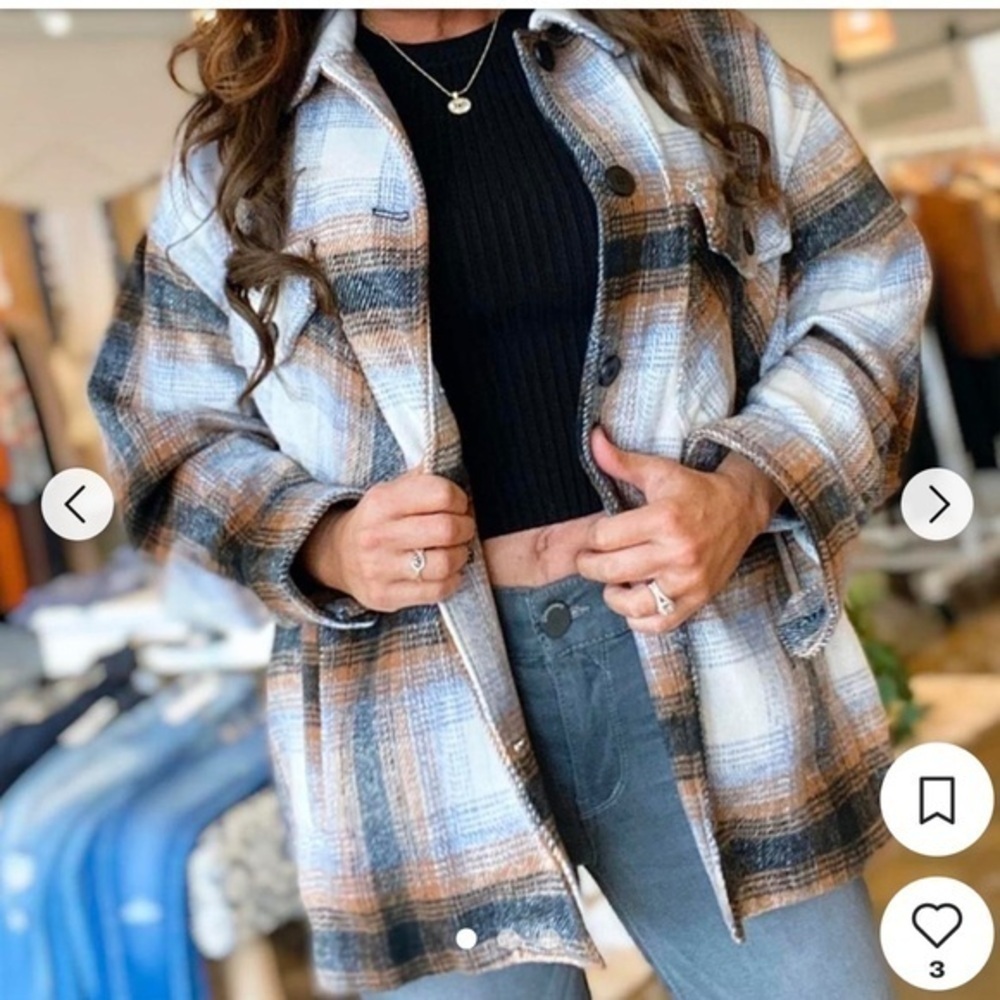 Altar'd State Women's Checkered Blazer - Brown, White, and Black